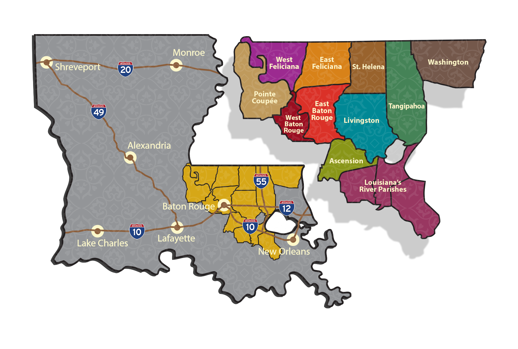 Map Of Southeast Louisiana Southeast Louisiana Gumbo | 1-877-41Gumbo > Home